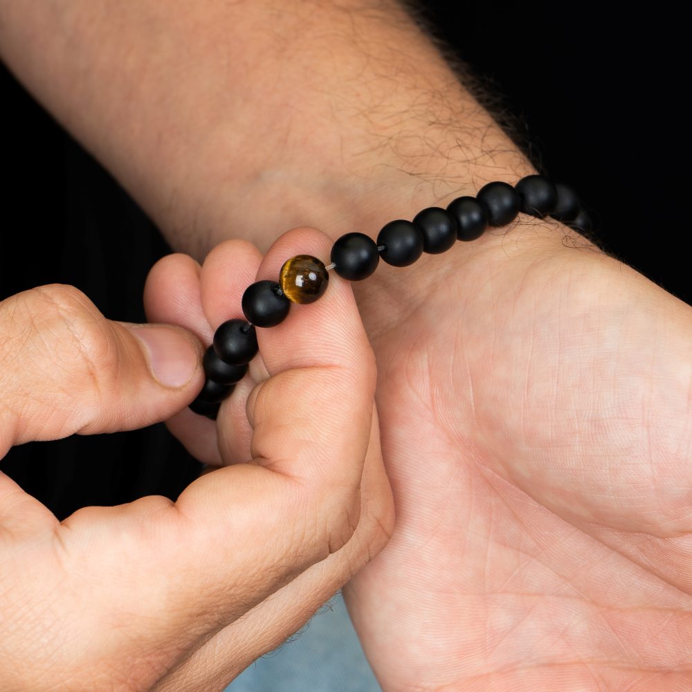 ALPENWOLF ASHBORN | Armband aus Quarzsteinen mit Tigerauge