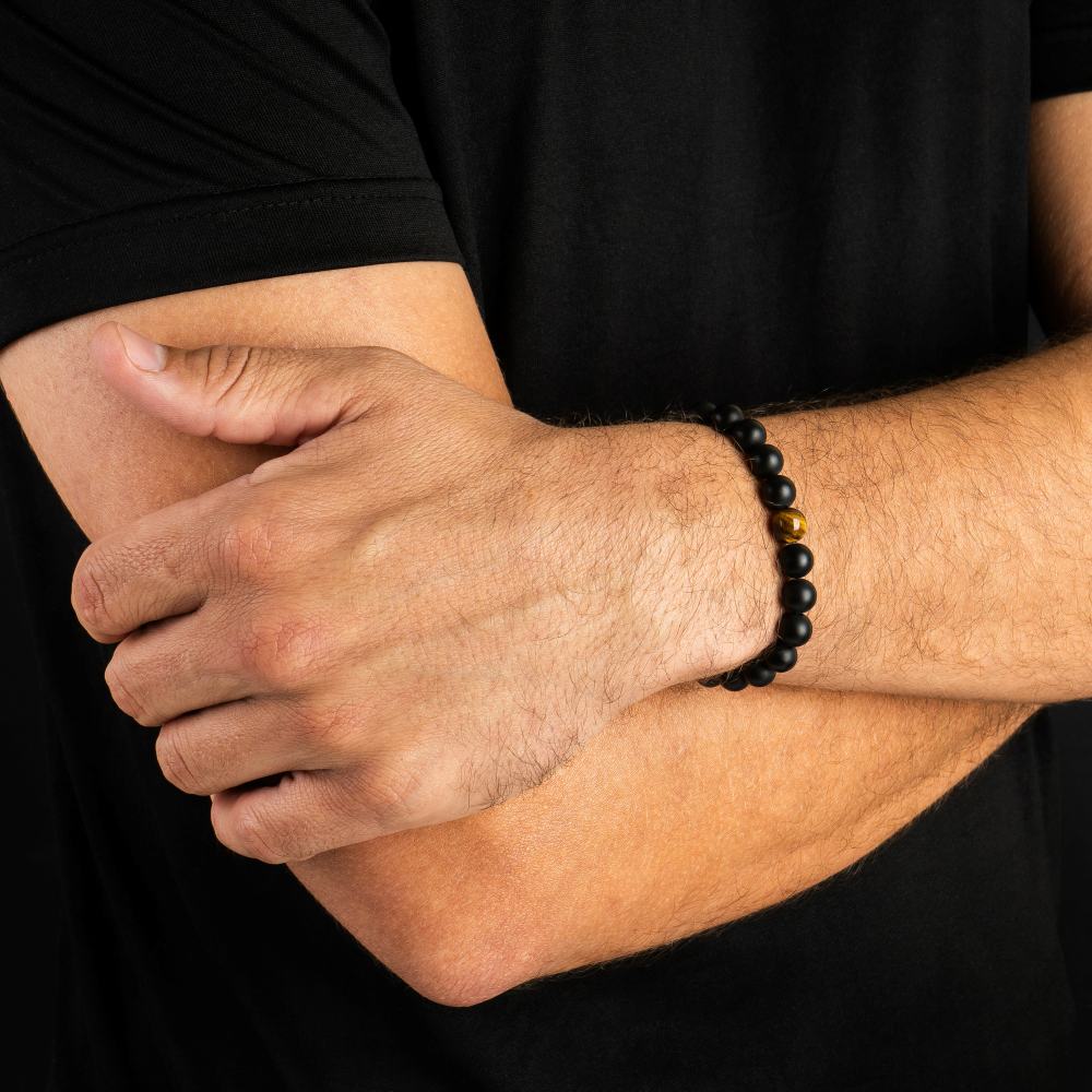 ALPENWOLF ASHBORN | Armband aus Quarzsteinen mit Tigerauge