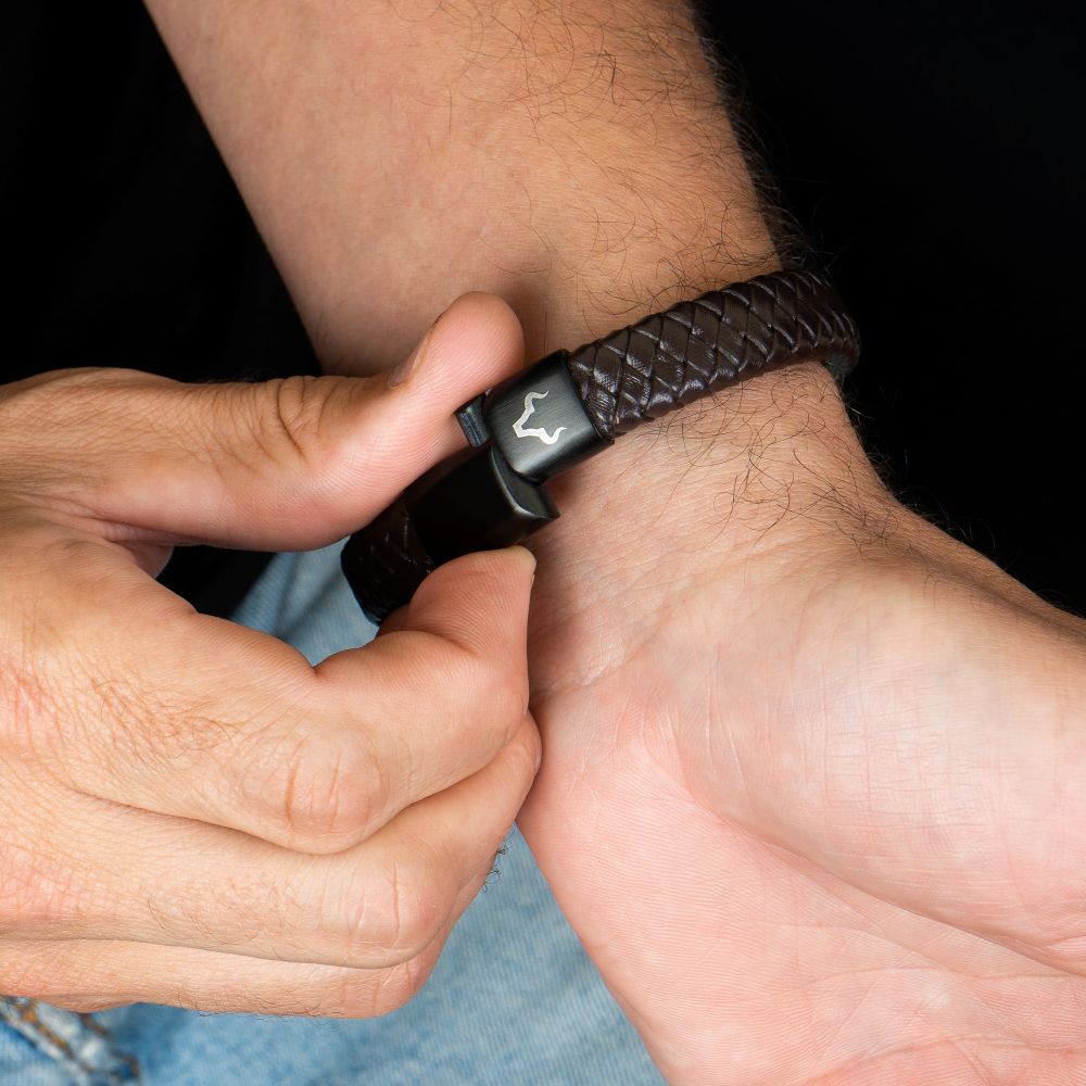 ALPENWOLF BANDIT | Herrenarmband aus Echtleder | Braun