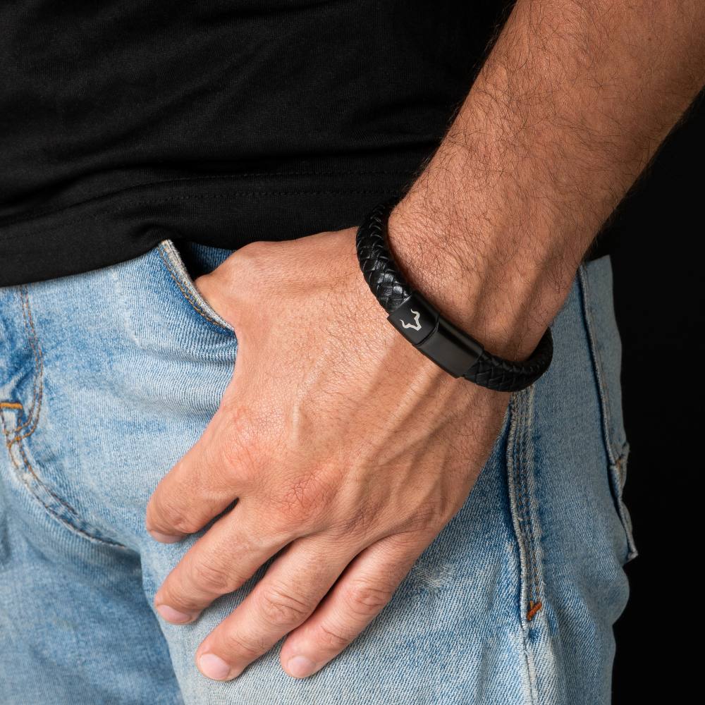 ALPENWOLF BANDIT | Herrenarmband aus Echtleder | Schwarz