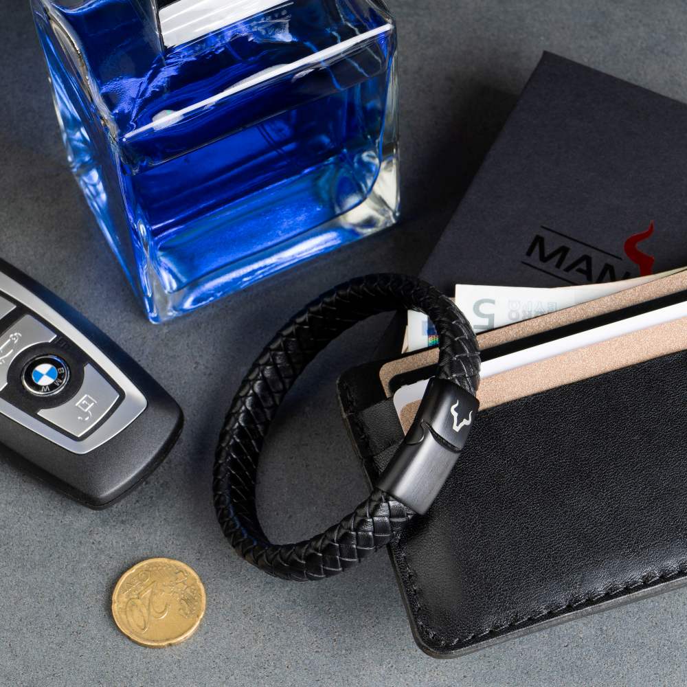 ALPENWOLF BANDIT | Herrenarmband aus Echtleder | Schwarz