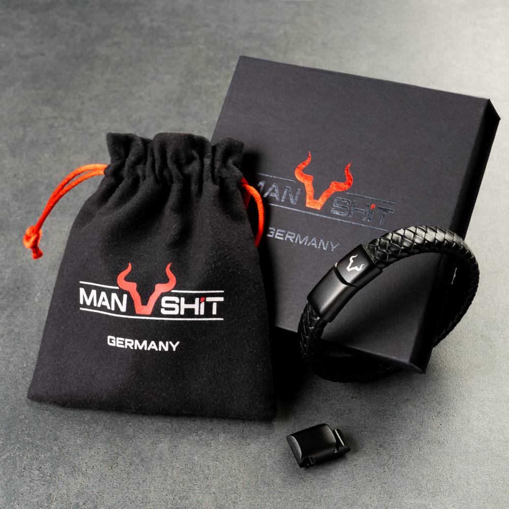 ALPENWOLF BANDIT | Herrenarmband aus Echtleder | Schwarz