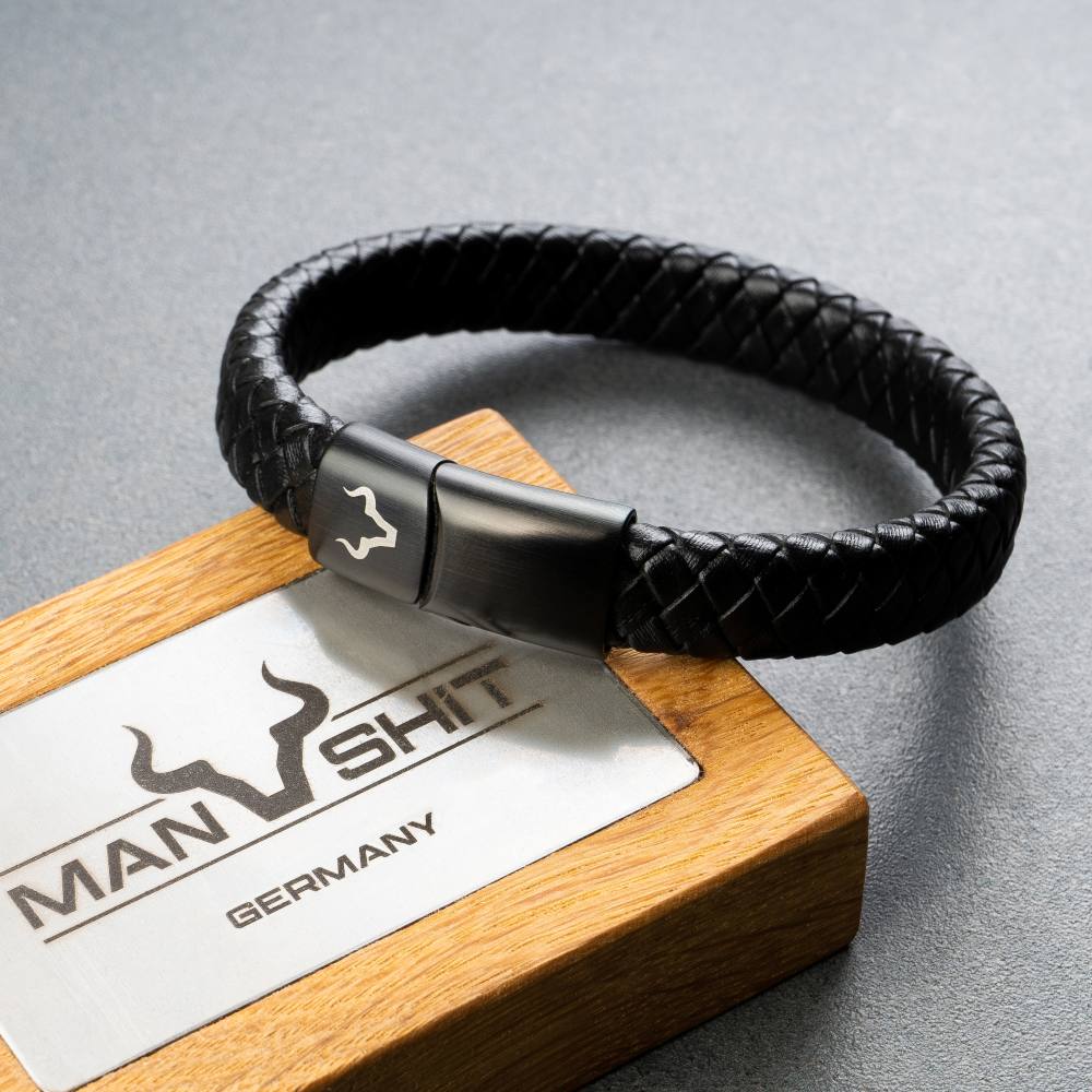 ALPENWOLF BANDIT | Herrenarmband aus Echtleder | Schwarz