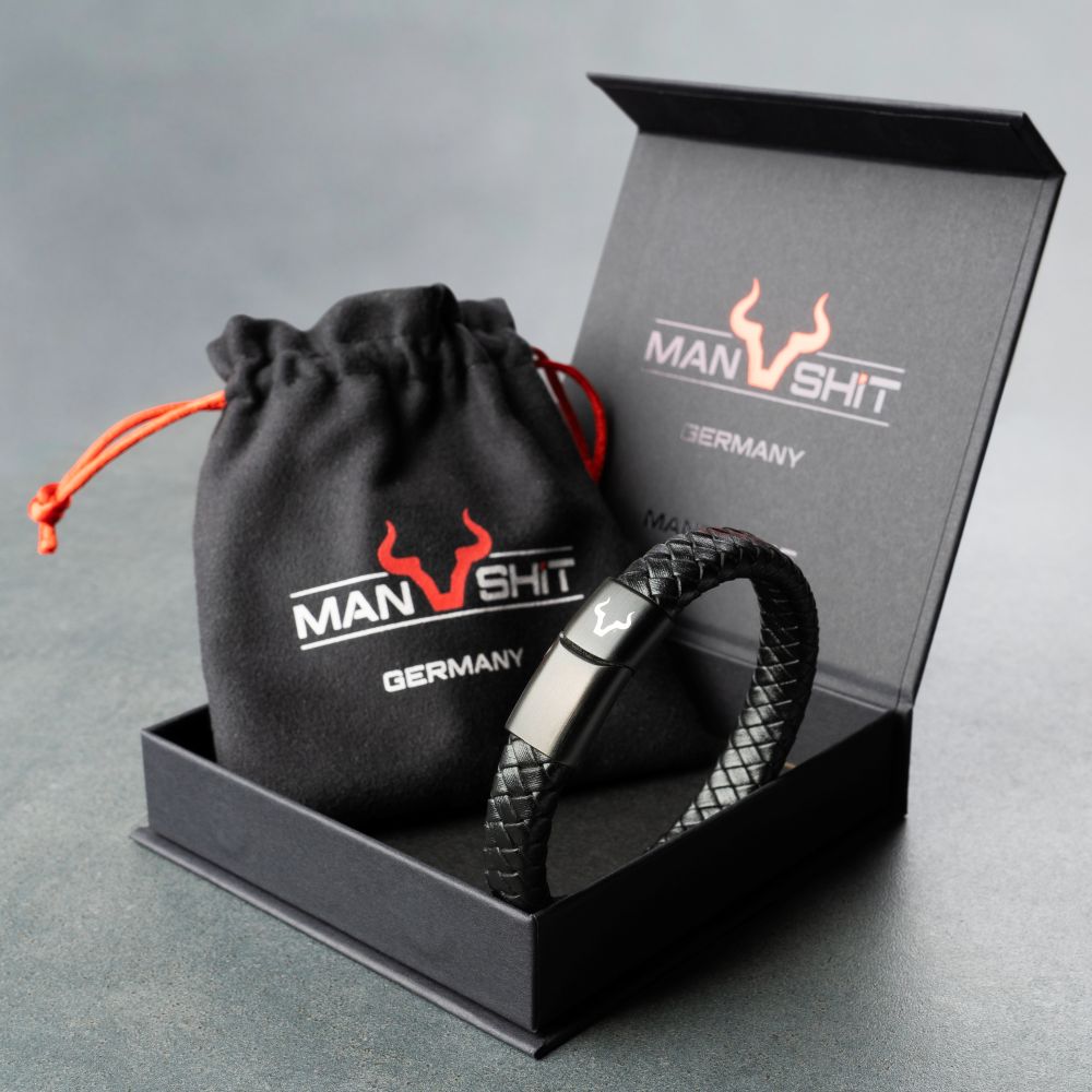 ALPENWOLF BANDIT | Herrenarmband aus Echtleder | Schwarz