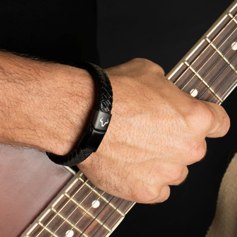 ALPENWOLF BANDIT | Herrenarmband aus Echtleder | Schwarz