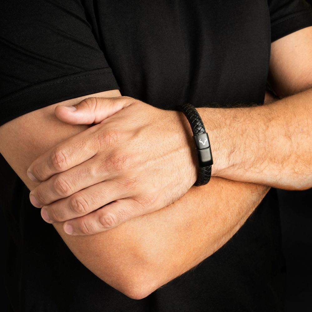 ALPENWOLF BANDIT | Herrenarmband aus Echtleder | Schwarz