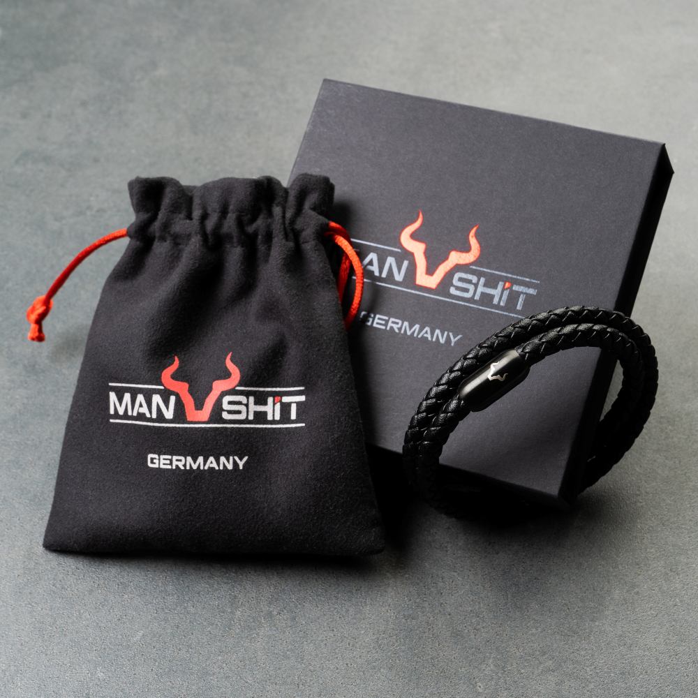 ALPENWOLF DRIFTER | Herrenarmband aus Echtleder | Schwarz