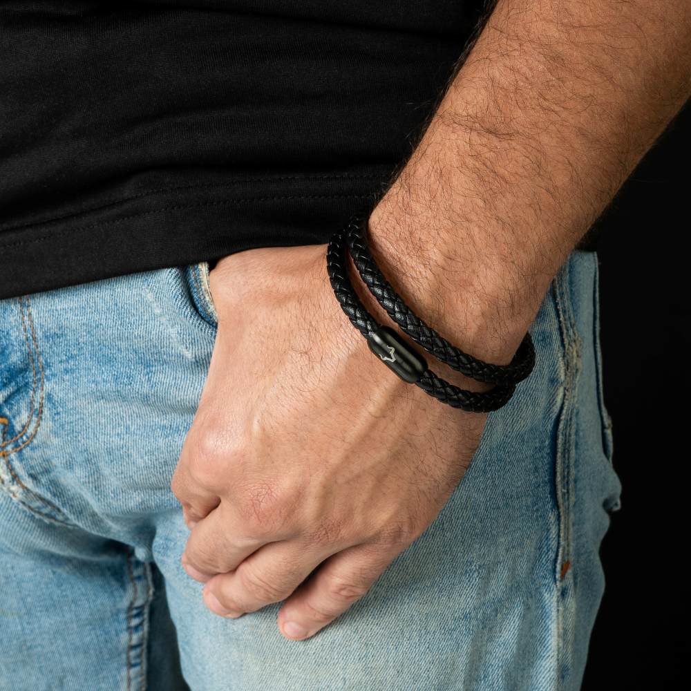 ALPENWOLF DRIFTER | Herrenarmband aus Echtleder | Schwarz