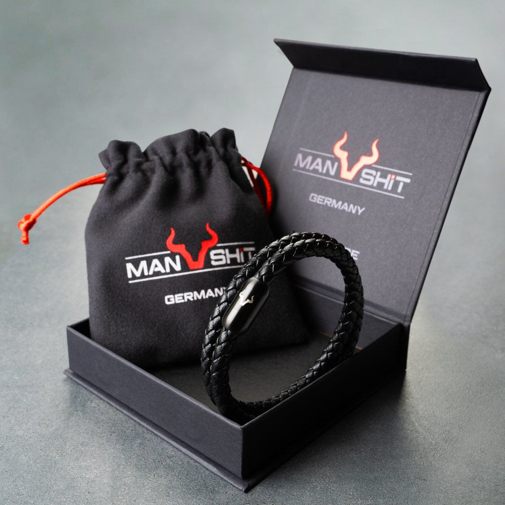 ALPENWOLF DRIFTER | Herrenarmband aus Echtleder | Schwarz