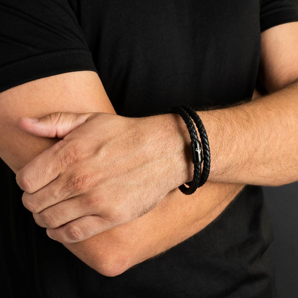 ALPENWOLF DRIFTER | Herrenarmband aus Echtleder | Schwarz