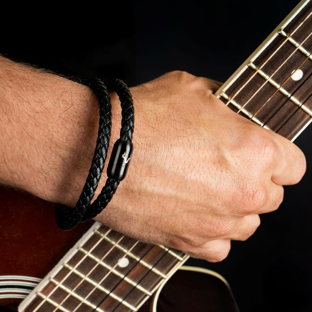 ALPENWOLF DRIFTER | Herrenarmband aus Echtleder | Schwarz