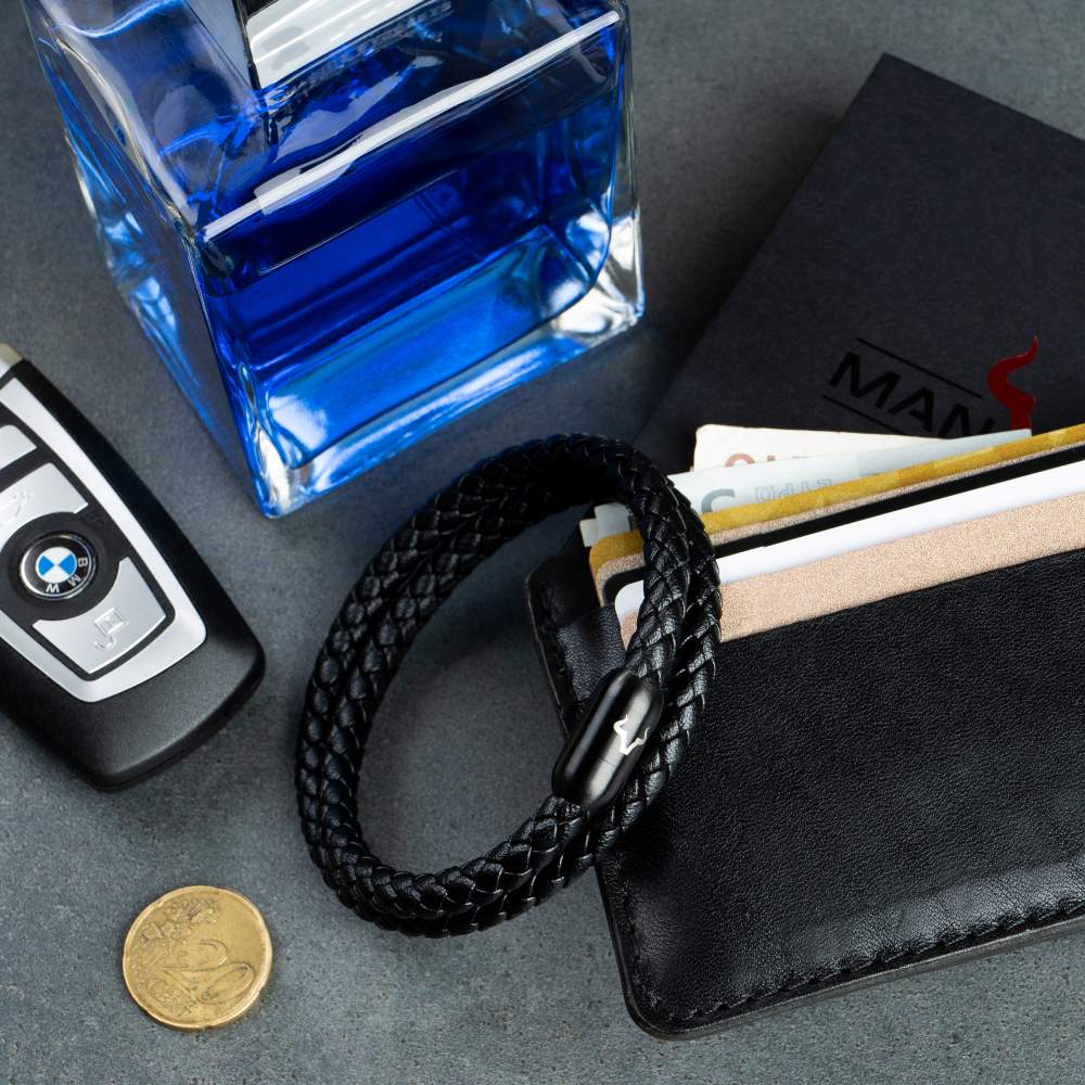 ALPENWOLF DRIFTER | Herrenarmband aus Echtleder | Schwarz