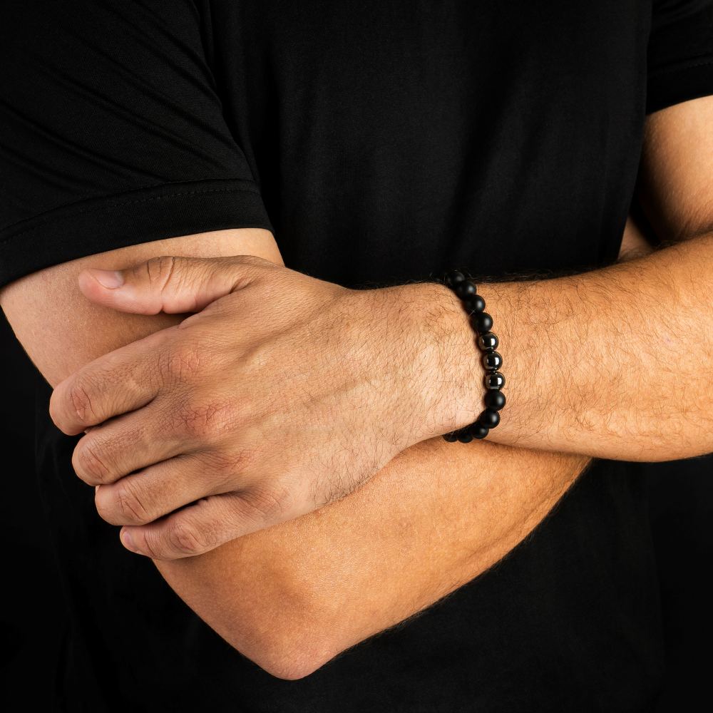 ALPENWOLF PHÖNIX | Armband aus Quarzsteinen mit Babingtonit Kugeln