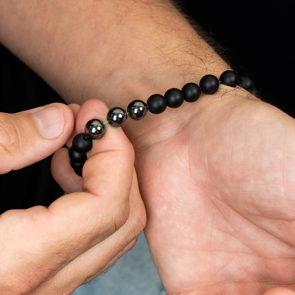 ALPENWOLF PHÖNIX | Armband aus Quarzsteinen mit Babingtonit Kugeln