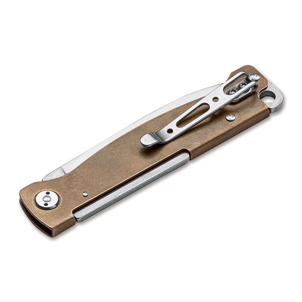 Böker Plus Atlas Brass – Klassisches EDC-Taschenmesser mit Messinggriff